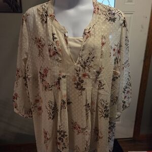 Daniel Rainn Beige Floral Blouse